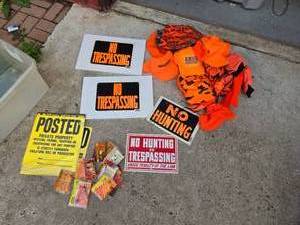 lot 131 image: Orange Hats, Gloves and No Trespassing Signs
