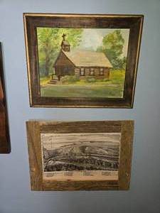 lot 156 image: Old Painting of a Church, Old Sketch of Montevideo