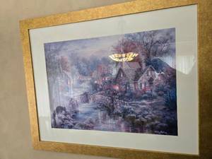 lot 160A image: Nicky Boehme Cottage and Creek Art Print 25x31
