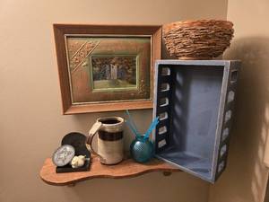 lot 171 image: Shelf, Small Print, Small Basket and More Home Decor