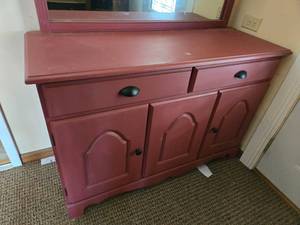 lot 1A image: Painted, Mirrored Dresser  Entry Way Cabinet