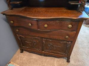 lot 1B image: Beautiful Old Wooden Hutch with Glass Doors