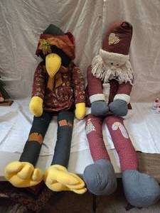 lot 215 image: Approximately 4 Tall Scare Crow and Santa