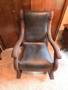 lot 1H image: Large Old Rocking Chair with Claw Feet