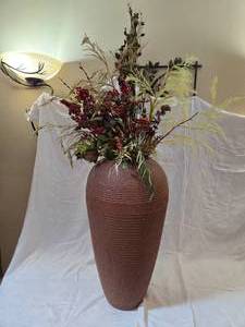 lot 284 image: Tall Vase with Faux Plants