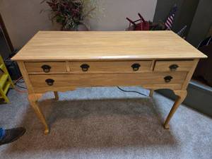lot 310 image: Four Drawer Wooden Desk 20x48 12