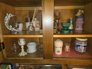lot 339 image: Cupboard of Candle Holders and Related Items