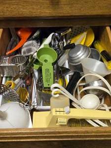 lot 351 image: Drawer Full of Kitchen Utensils, Mixer