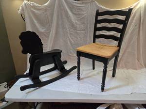 lot 366 image: Small Chair and Rocking Horse