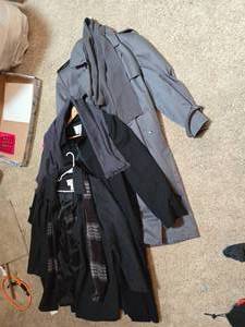lot 374 image: Lot of 3 Coats - 2 are Trench Coats, Size XL and 40 Long