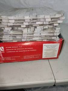lot 13 image: 19 sheets (1sqftsheet) Glacier Linear Mixed Random Mosaic Tile