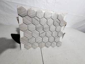 lot 14 image: 26 sheets (0.97sqftsheet) HD Metro Sand 2x2 Hexagon Mosaic Tile
