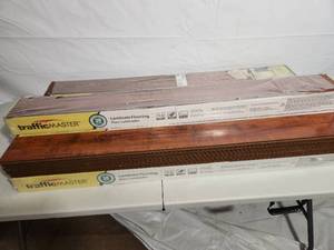 lot 22 image: 9 Boxes (16.33sqftbox) TrafficMaster Highgloss Perry Hickory Laminate Flooring