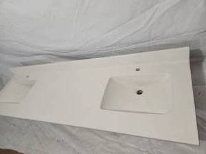 lot 5 image: 76 x 22 Cultured Stone Double Sink Vanity Top