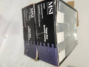 lot 11 image: 30 Sheets (0.96sqftsheet) Vague Blue Beveled Subway Mosaic Tile