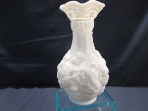 Satin Milk Glass Vase - Embossed