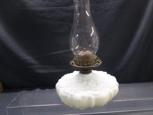Antique Milk Glass Embossed Lamp