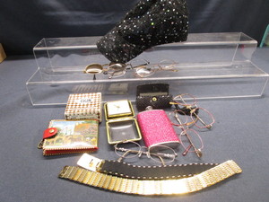 Elgin alarm, Bling Flask & H, Glasses
