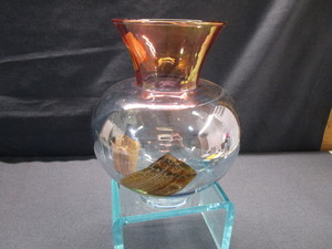 Blue to Pink Vase with gold