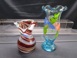 Pair Vases, Multi Color & Painted