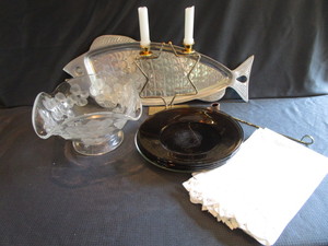 Fish Platter, Candle Holders, Napkins