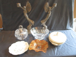 Angel Candle Holders, Dishes with Pumpkin, Limoges
