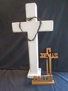 Painted Cross, Laser Cut Faith & Jesus
