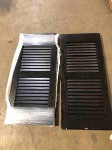 Ekena Millwork Americraft 18 in. W x 48 in. H 2-Equal Louver Exterior Real Wood Shutters Pair in Black customer returns see pictures