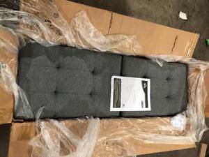 HOMCOM Storage Ottoman, Linen Upholstered Storage Bench customer return see pictures
