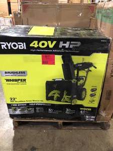 RYOBI 40V HP Brushless Whisper Series 22 2-Stage Cordless Electric Self-Propelled Snow Blower - (2)  Batteries & Charger customer return see pictures
