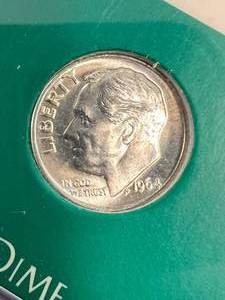 1964 US ROOSEVELT DIME BU IN CASE
