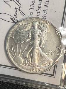 1945 US WALKING LIBERTY HALF DOLLAR WITH CERTIFICATE