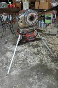 lot 5 image: Toledo 58 Power Drive Pipe Threader with Tripod and Ridgid Pedal
