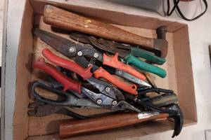 lot 63 image: Assorted Hand Tools -Hammers, Scissors, Snips