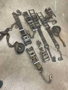 lot 10 image: Assorted Heavy-Duty Ratchet Straps and Chain Tie-Downs