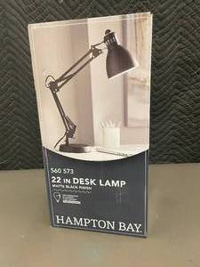 lot 58 image: Hampton Bay 22-inch Desk Lamp, Matte Black Finish