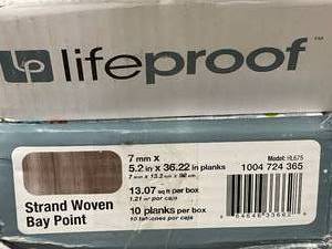 lot 101 image: Lifeproof Waterproof Bamboo Flooring - Strand Woven Bay Point - 10 Planks per Box