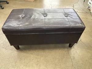 lot 102 image: Brown Faux Leather Storage Ottoman Bench