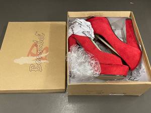lot 172 image: Bonnibel Red High-Heel Shoes, Size 7