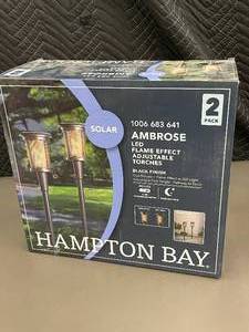 lot 207 image: Hampton Bay Ambrose LED Flame Effect Adjustable Torches - 2 Pack