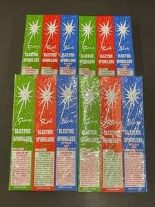 lot 32 image: Lot of 12 Packs of Electric Sparklers 10 Green, Red, Blue