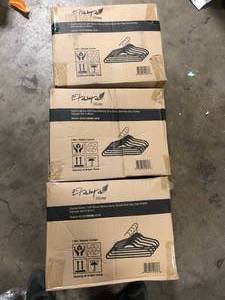 lot 3 image: Lot of 3 cases Elama Home 100 pc heavy duty velvet non slip slim profile hangers in black customer return review pictures