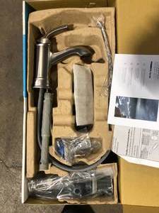 lot 29 image: Moen Hensley Single Hole Single-Handle Bathroom Faucet in Spot Resist Brushed Nickel customer return review pictures