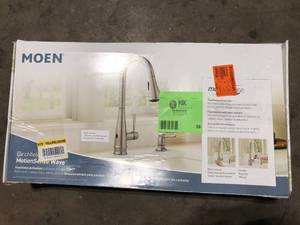lot 38 image: MOEN Birchfield Touchless Single-Handle Pull-Down Sprayer Kitchen Faucet in Spot Resist Stainless customer return review pictures