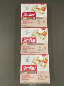 SlimFast Keto Strawberry Topped Cheesecake Snack Bars (3 Boxes)