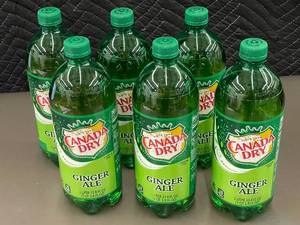 Lot of 6 Canada Dry Ginger Ale 1 Liter Bottles