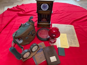 lot 33 image: Musical Jewelry Box, Oil Lamp, Constitution and Variety of Vintage
