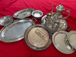 lot 52 image: Silver Service Set and Wonderful Serving Pieces