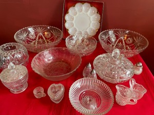 lot 77 image: Glassware--Bowls, Egg Server, and Other Pieces