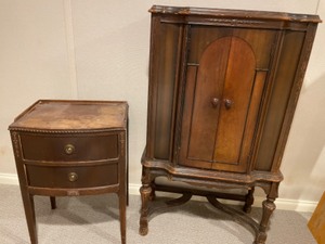lot 60 image: Attractive Vintage Tall Cabinet & Nightstand